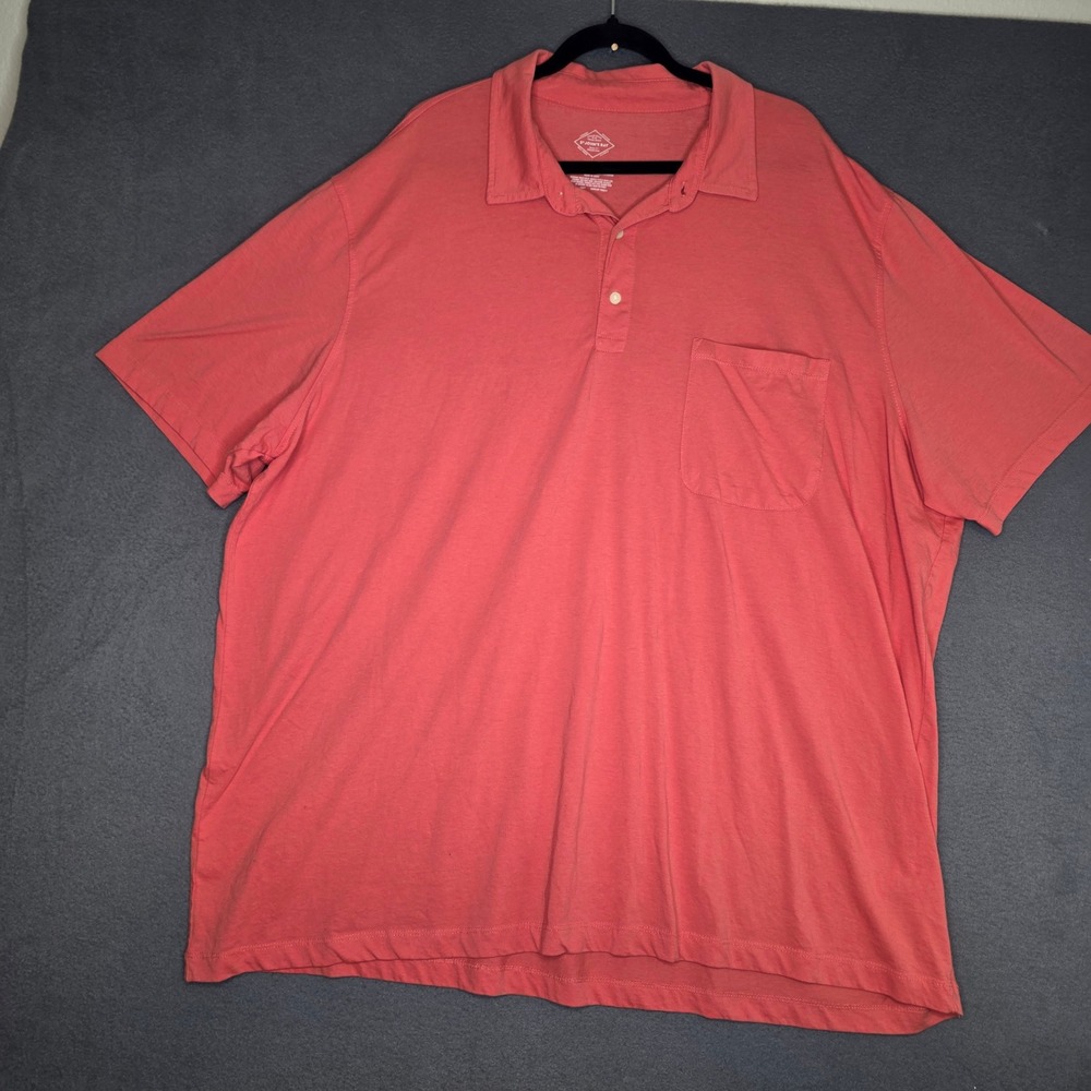 St Johns Bay Mens 4XL Polo Shirt Salmon Pink Short Sleeve Pocket Super Soft